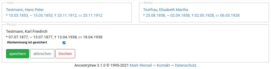 Eltern bearbeiten
